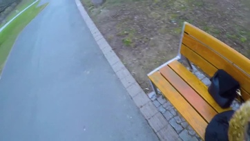 Fiatal 18 esztendős fiatal csaj zöldhasúért furulyázik a parkban Thumb